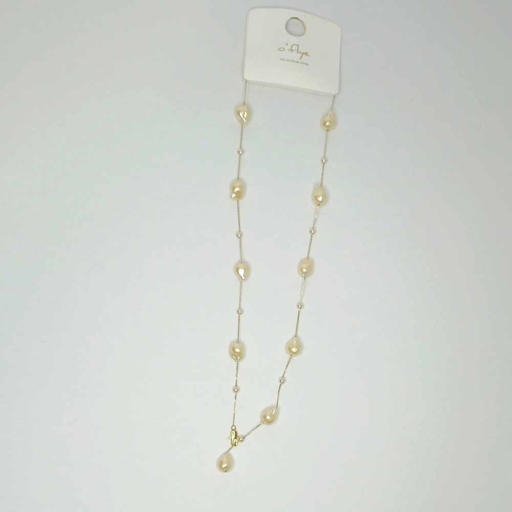 Cream Pearl Necklace Stainless Steel